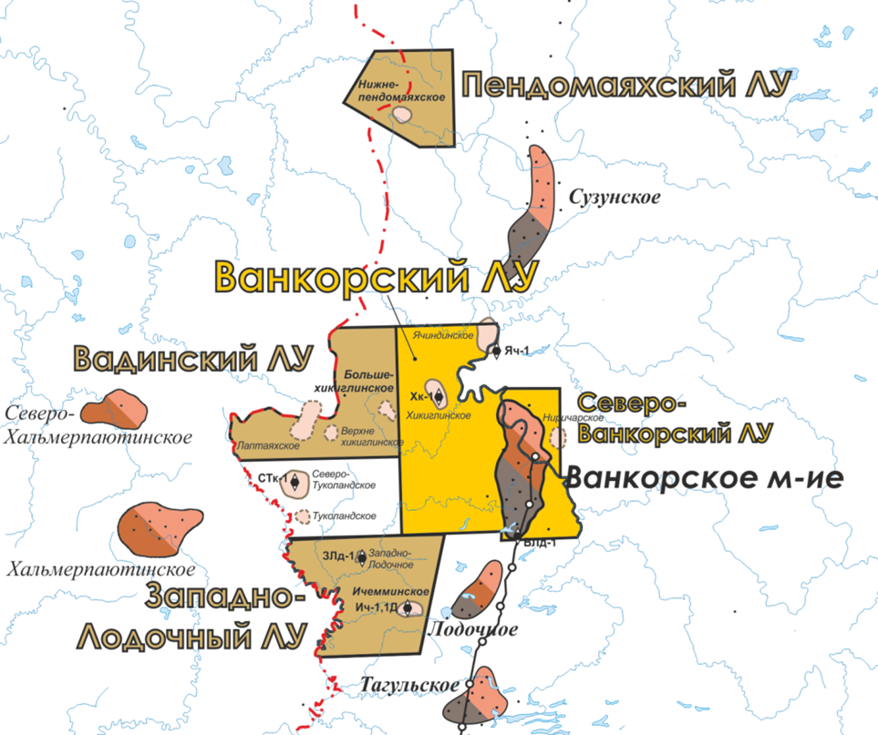 Красноярское месторождение на карте